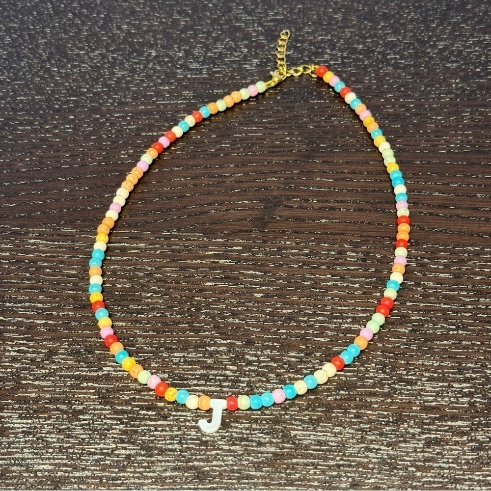 J Beaded Choker Necklace